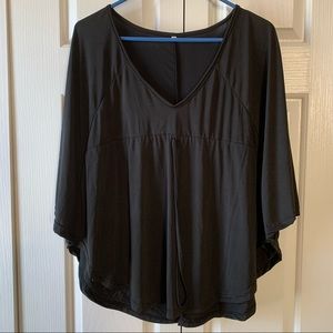 NWOT black sheer top with drawstring. XXL runs sm
